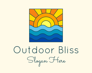 Summer Beach Sunset logo design