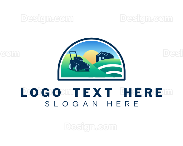 Field Landscaping Lawn Mower Logo