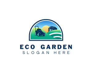 Field Landscaping Lawn Mower logo design