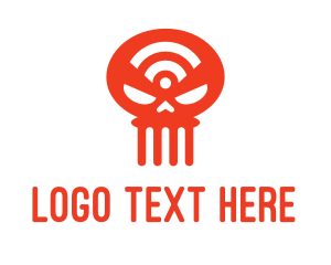 Communication - Red Wifi Skull logo design
