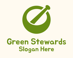 Green Mortar Pestle logo design