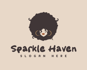 Retro Afro Woman logo design