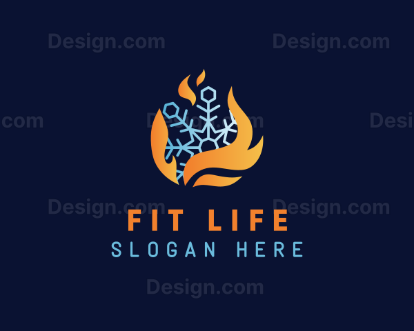 Burning Flame Snowflake Logo