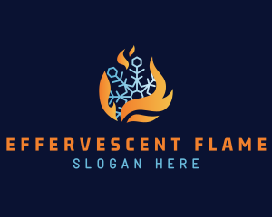 Burning Flame Snowflake logo design