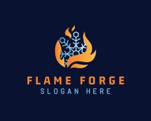 Burning Flame Snowflake logo design