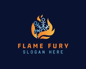 Burning Flame Snowflake logo design