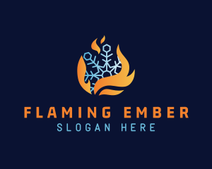 Burning Flame Snowflake logo design