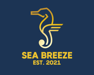 Golden Seahorse Aquarium logo design