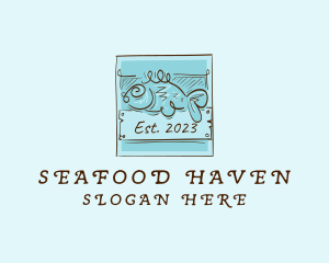 Seafood Fish Scribble logo design