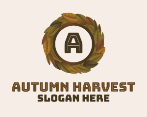 Organic Autumn Leaves Wreath logo design