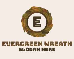 Organic Autumn Leaves Wreath logo design