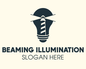 Lighthouse Bulb Illumination logo design