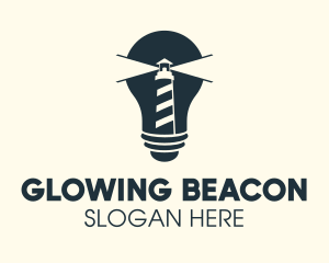 Lighthouse Bulb Illumination logo design