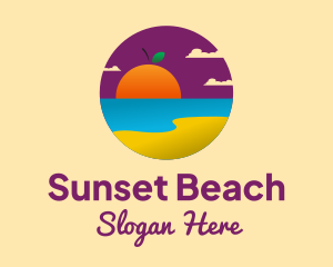 Orange Sunset Beach  logo design