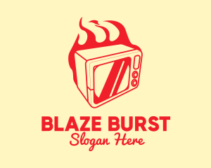 Red Burning Microwave  logo design