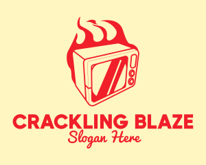 Red Burning Microwave  logo design