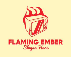 Red Burning Microwave  logo design