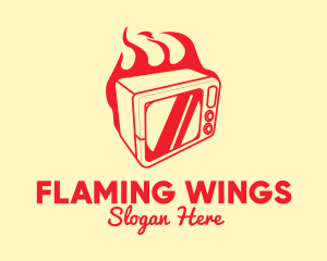 Red Burning Microwave  logo design