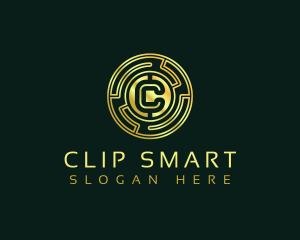 Digital Coin Letter C logo design