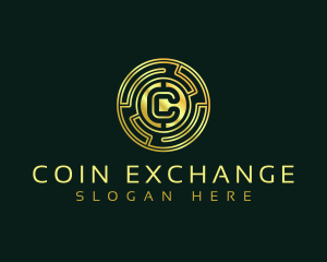 Digital Coin Letter C logo design