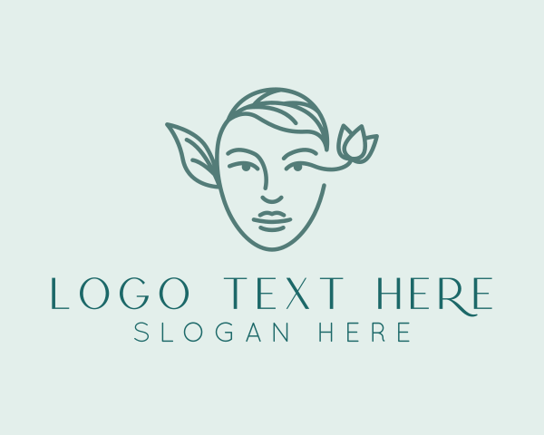 Leaves Flower Woman Face logo