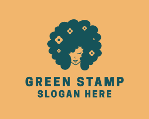 Beautiful Afro Hair Woman  logo design