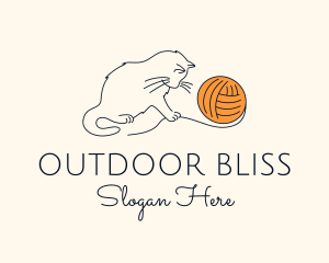 Cat Yarn Thread logo design