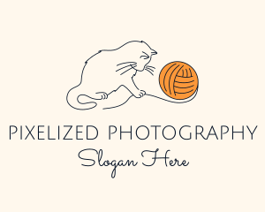 Cat Yarn Thread logo design