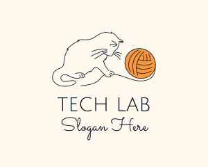 Cat Yarn Thread logo design