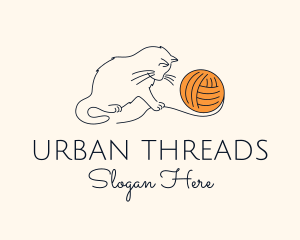 Cat Yarn Thread logo design