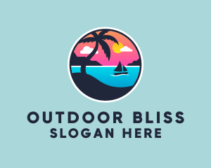 Beach Boat Sunset  logo design