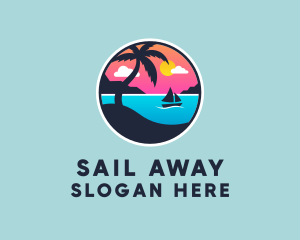 Beach Boat Sunset  logo design