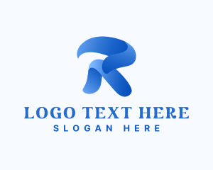 Swirly Blue Ribbon Logo