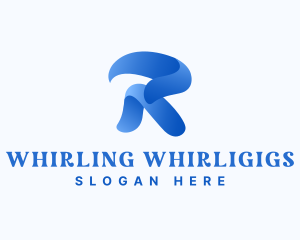 Swirly Blue Ribbon logo