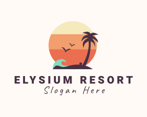 Sunset Palm Tree Island logo