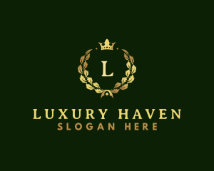 Luxury Crown Wreath logo design