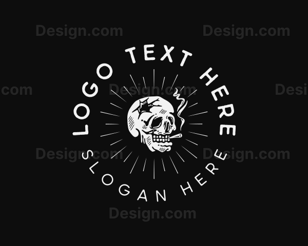 Skull Smoking Cigarette Logo