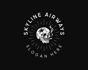 Skull Smoking Cigarette Logo