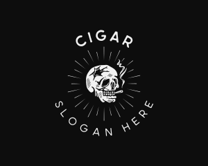 Skull Smoking Cigarette logo design