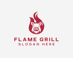 Pork Flame BBQ logo design