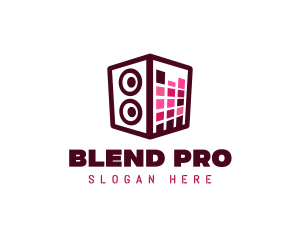 Red Pink Stereo Speaker logo design