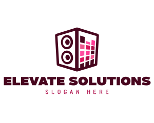 Red Pink Stereo Speaker logo design