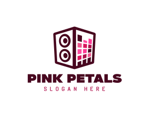 Red Pink Stereo Speaker logo design