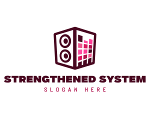 Red Pink Stereo Speaker logo design