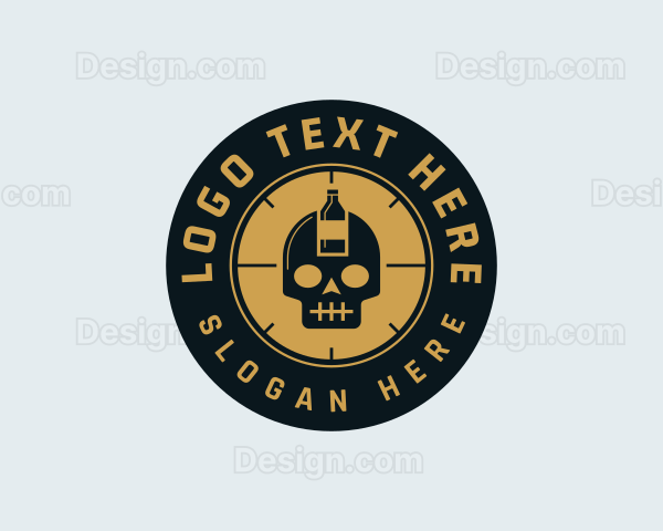 Hipster Bottle Skull Logo