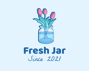 Tulips Flower Jar logo design