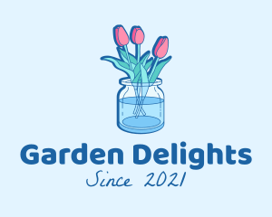 Tulips Flower Jar logo design