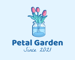 Tulips Flower Jar logo design