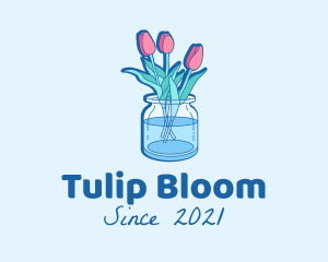 Tulips Flower Jar logo design