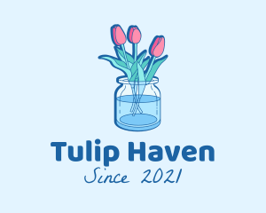 Tulips Flower Jar logo design